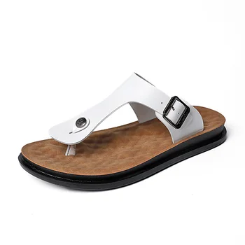 Muži Letné Sandále Kožené Nosenie Metóda Ploché Dno Pohodlné Anti-slip Pláži Obchodné Záležitosti Papuče, Sandále Veľké Size38-47