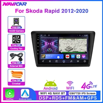 NAVICAR 2 Din Android10.0 autorádio Pre Škoda Rapid 2012-2020 Auto Stereo Prijímač 6 G+128G Rádio Auto Multimediálny Prehrávač Carplay