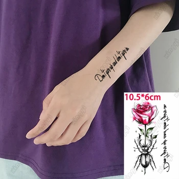 Nepremokavé Dočasné Tetovanie Nálepky Red Rose Scorpion Písmen Slovo, Dievčatá, Ramena, Zápästia Vody Prenos Falošné Tatto Body Art Ženy Muži