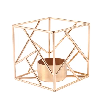 Nordic Geometrie Tealight Svietniky Stola Minimalistický Remeslo Zlaté Kovové Duté Sviečkový Domáce Dekorácie Valentine Dary