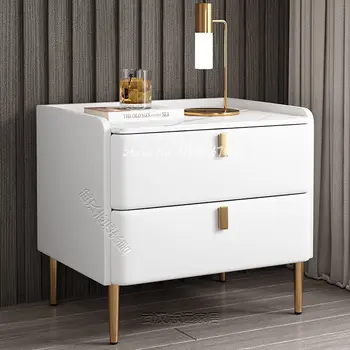 Nordic štýl jednoduché moderné svetlo luxusné kožené masívneho dreva montáž-zadarmo, spálne, bridlicová farba nočná skrinka nightstands