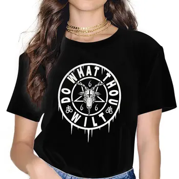 Novinka ROBIŤ to, ČO THOU WILT OKULTNÉ T-Košele pre Ženy okolo Krku T Shirt Satanic Baphomet Koza Krátky Rukáv Tees Strany Oblečenie