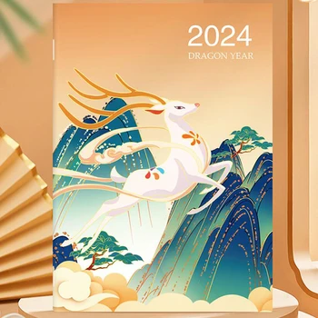 Nové 2024 Kalendár Notebook Kawaii Panda Jeleň Poznámkový Blok Denný Plánovač Do Zoznamu Agendy Plán Organizátor Písanie Podložky Office