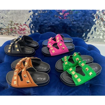 Nový Dizajn Vonkajšie Letné Sandále Populárne Roman Listov Papuče Luxusných Nit Ženy Plážové Sandále