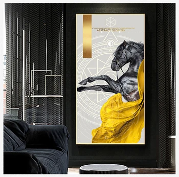 Obrazy Pre Obývacej Izby, Spálne, Plagáty A Vytlačí Na Stenu Plagát Domova Moderné Abstraktné Luxusné Zvierat Kôň Plátno Umenie