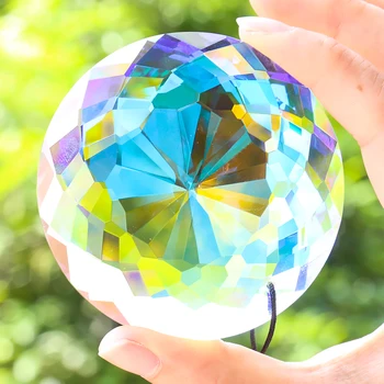 Ohňom Leštené AB Farebné Laserové Mandala Sun Flower Crystal Prívesok Tvárou Prism Aurora Slnko Chytá Luster Vianočný Strom Decor