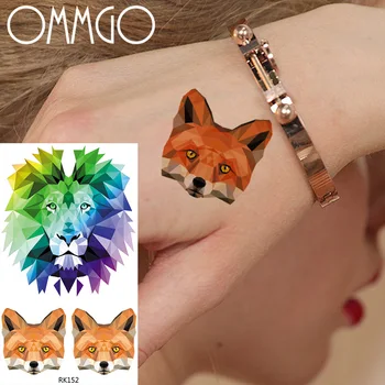 OMMGO 3D Geometrické Fox Lev Diamond Roztomilý Dočasné Tetovanie Nálepka Pre Deti detský Farebné Falošné Tetovanie DIY Tatoos Cartoon Hračka