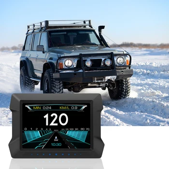 P22 HUD Offroad Vozidiel Head Up Displej Digitálne Hodiny Svahu Meter GPS Tachometer OBD2 Diagnostické Nástroje Auto združenom