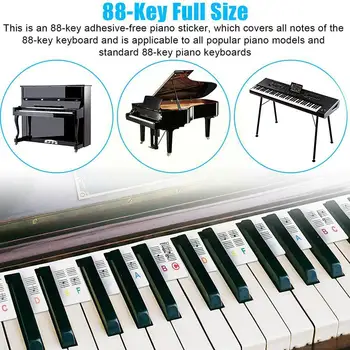 Piano Rada Nálepky Odnímateľné Etikety Klavír Doske Poznámka: Štítky 61 S 88 S Pre Klavír Prsteň Vložiť-voľné Ruky F7h6