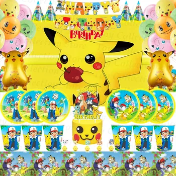 Pikachu Anime Film Údaje Papier Riad Strana Navrhne Pohár Doska Obrus Deti, Dospelých, Rodiny Festivel Dekorácie