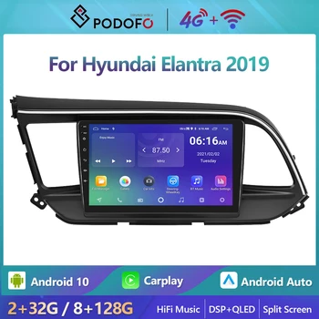 Podofo 2 Din Carplay Na Hyundai Elantra 6 2019 Auto Rádio Multimediálny Prehrávač Videa Android 10 Stereo GPS Navigácie 2din 4G Rádio