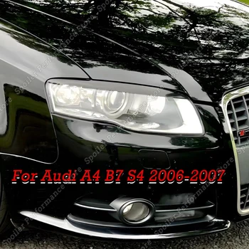 Pre Audi A4 B7 S4 2006-2007 Lesklý Čierny Auto Predného Svetlometu Obočie, Očné Viečka Viečka Trim, Čítanie Kryt Nálepky Telo Zostavy Príslušenstvo