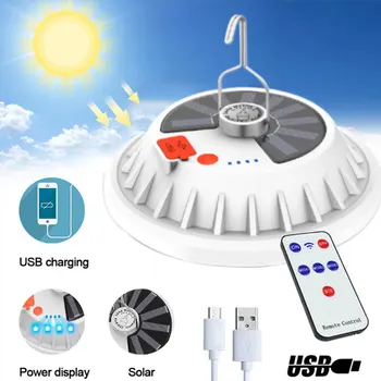 Prenosné Dobíjacie Solárne Núdzové Svetlo 120 SMD LED USB Port, Diaľkové Ovládanie Solárne Nabíjanie Svietidla Noc Outdoor Camping Svetlo