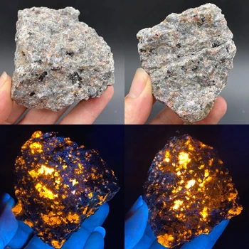 Prirodzeným Plameňom Ohňa kameň Syenite UV žiarivka sodalite minerálne drsné crystal