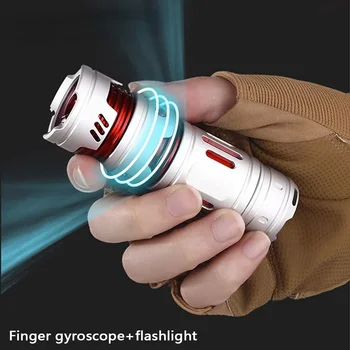 Prst Gyroskop LED Mini baterka Dekompresný USB C Nabíjateľná Nepremokavé Pochodeň Prenosné Núdzové Camping Osvetlenie