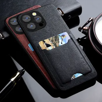 Puzdro pre Apple iPhone 14 13 12 11 Pro Max 14 Plus Luxusné Pu Kožené Držiteľa Karty kryt Telefónu Presné fotoaparát ochrany Prípade