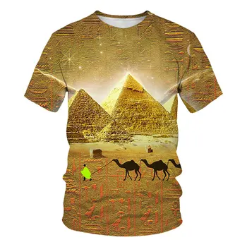 Pánske T-Shirt Egyptské pyramídy Grafické Oblečenie 3D Vytlačené Letné Topy Krátky Rukáv Fashion Bežné Nadrozmerné Tees Košele 6XL