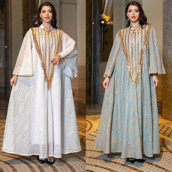 Ramadánu Moslimských Večerné Šaty Arabskom Dubaji Šaty Oka Vyšívané Sequin Župan Stredného východu Marocký Luxusné dámske Šaty