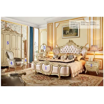 Royal luxusného nábytku, modernej spálne hotel posteľ nastaviť Champagne farba hot predaj módnych Európsky štýl lôžková izba sady