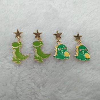 Roztomilý zelené zviera malé dinosaura náušnice smalt dievčatá náušnice dievčatá narodeninám roztomilý šperky nové veľkoobchod