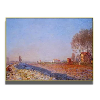 Ručne maľované vysokej kvality krajiny olejomaľba reprodukcia nížiny Colombes, White Frost tým, Claude Monet