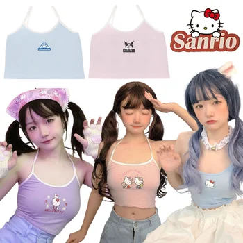 Sanrio Hello Kitty Košieľka Cartoon Plodín Top Anime Nádrže Lete Štíhle Sexy Camis Bez Rukávov Dievčatá Pletené Bez Ramienok Tees Oblečenie