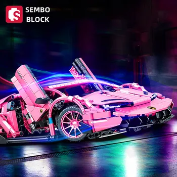 SEMBO BLOK supercar tehla model high-tech rýchlosť závodné auto, montáž dievčatá, hračky pre chlapcov módne narodeniny darček kolekcie ozdôb