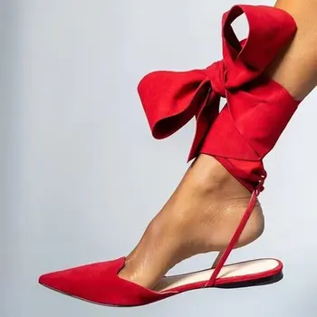 Sexy Žien Ploché Balet Topánky Luk Dizajnér Pointy Čipky Strany Sandále Trend Lete Slingback Sandále Ženy Plus Veľkosť 35~42