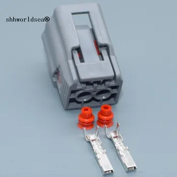 Shhworldsea 2/100Sets Auto vodotesné konektory drôty vedenia pripojte bývanie Šedá 2pin vodotesný (2.2) žena vrátane 6189-0640