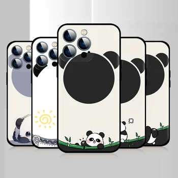 Shockproof Mäkké Silikónové puzdro Pre Apple iPhone 15 14 13 12 11 XS XR X 8 7 Pro Max Plus mini Kryt Telefónu Roztomilý Malý-Panda