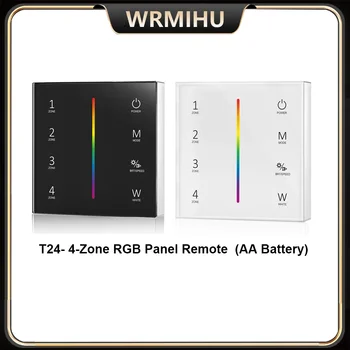 Smart T24 86Wall Namontované 2.4 GRF 4Zone RGB / RGBW Sklenený Panel Touch PWM Diaľkové Ovládanie Stmievania Radič Pre LED Pásy Svietidlo/KLAS