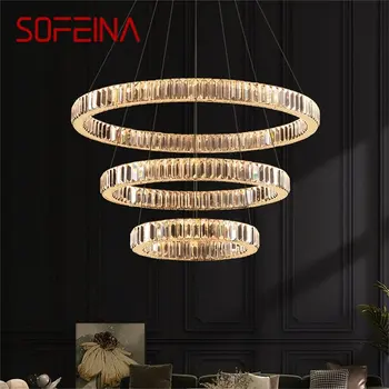 SOFEINA Moderný Prívesok Lampa Gold Crystal Kolo Krúžky LED Svietidlá, Luster Pre Obývacia Izba, Spálňa