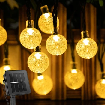 Solárne String Svetlá Vonkajšie 50 LED Vodotesný Krištáľový Glóbus Svetlá Pre Záhradné Dvore Svadobné Party Dekor Odolný Jednoduchá Inštalácia