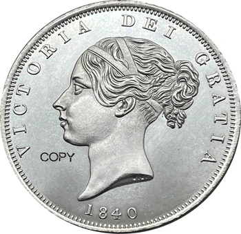 Spojené Kráľovstvo 1840 1/2 Pol Crown Victoria Gratia Britské Strieborné Pozlátené Kópiu Pamätné Mince Ww2 Moneda Zberateľské Mince