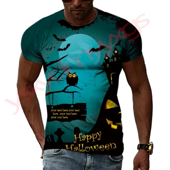 Strana Vzor Quick-Dry pánske T-shirt Lete HalloweenHip Hop 3D Tlač Osobnosti Krku Krátky Rukáv Fashion Oblečenie