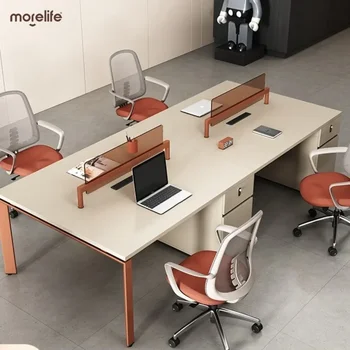 Stôl a stoličky zmes obrazovke stánku 4 sedadlá kombinácia jednoduchý moderný nábytok dvojité sedadlo 6 zamestnancov stôl stanice