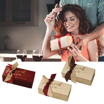 Svadobné Koláčiky Škatule Malé Pásky Prospech Boxy 10 ks Candy Balenie Box Elegantné Prázdne Strany Prospech Liečbu Políčka 