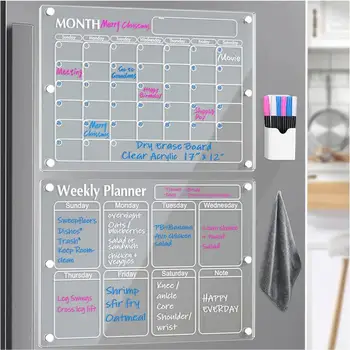 Transparentné Akrylátové Magnetický Kalendár Pre Chladnička Suché Stieracie Rada Chladnička Akrylové Dosky Plánovač Plán Rada Do Zoznamu