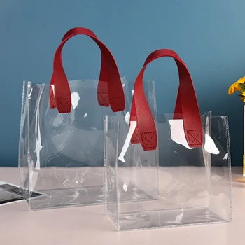 Transparentné Bežné Kabelky Odolné PVC Tote Bag Prenosné Vonkajšie Skladovanie Taška Nepremokavé Nakupovanie Tote Darček Tote Balenie