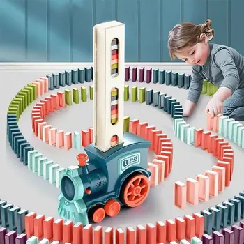 Transparentné Domino Automatické Uvoľnenie Hračka Trénovať Chlapcov A Dievčatá, detské Elektrické Puzzle Svetlo