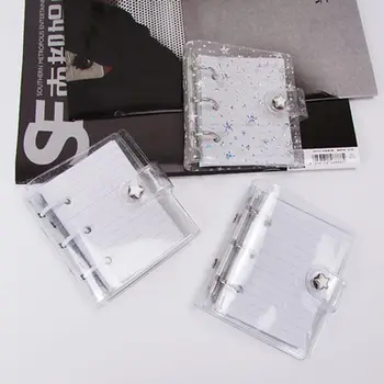 Transparentné PVC 3 Otvory Voľné Leaf Binder Notebook Kryt Mini Tvorivé Plánovač S Zadnej Vrecku Denník kancelárske potreby