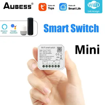 Tuya WiFi 1/2 Gang Smart Switch Istič Mini Smart Light Switch Modul Pre Inteligentný Život Ovládanie S Alexa Domov Alice