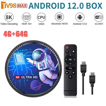 TV98MAX TV Box 4G+64 G Allwinner H618 Android 12 Smart TV Box 2.4 G+5G WIFI+Blutooth5.0 H265 TV98 Media Player TV98MAX TV Box 4G+64 G Allwinner H618 Android 12 Smart TV Box 2.4 G+5G WIFI+Blutooth5.0 H265 TV98 Media Player 5