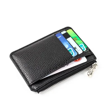 Ultra-tenké Zips Kreditnej Karty Držiteľ 100% Kožené pánske Peňaženky Slim Jednoduchosť Mince v Kabelke Peňaženku držiteľa Karty Tašky