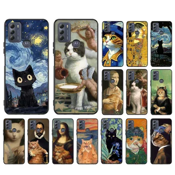 Van Gogh Gustav Klimt Mona Lisa Cat Prípade Moto G84 G22 G32 G42 G52 G62 G53 G72 G60 G60S G100 G10 G20 G30 G13 G50 G 5 G G Čistého
