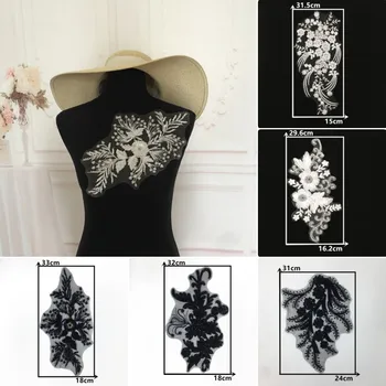 Veľkoobchodný predaj 1-10 kusov Čiernej a bielej polyester výšivky Lištovanie šitie čipky DIY dekoratívne odevné doplnky
