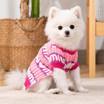 Vianoce Psa Oblečenie Keep Warm Pink Pletený Sveter Mačky, Psy Bunda Módne Bradáči Teddy Oblečenie Domáce Zvieratá