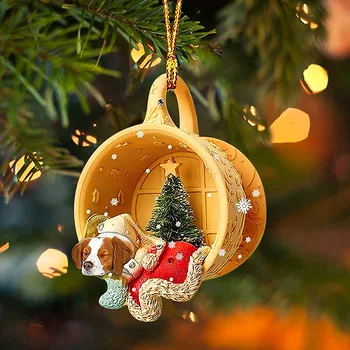 Vianoce Psa Zvierat Prívesok Akryl Ploché Vianočný Strom Dekorácie Prívesok Dovolenku Strany Darček Izba Ozdoby 2024 Nový Rok