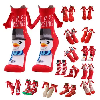 Vianočné Bavlnené Ponožky Priedušná Unisex Magnetické Pár Ponožky Tvorivé Červená Farba Festival Ponožky Absorpciu Potu Polovici Teľa Ponožky