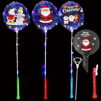 Vianočné Bobo Balón 20-palcový s Blikajúce Rukoväte Led Stick Veľký Držiak Svetla Do Jasné TransparentXmas Dekor Bublina Ballon